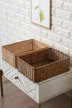 和風ラタン風収納バスケット キャビネット引き出しバスケット ホテルバスルームタオル整理バスケット テレビ台収納ボックス
