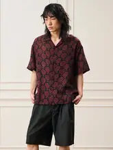 バラ柄 半袖キューバシャツ【ハワイアンスタイル・ユニセックス】