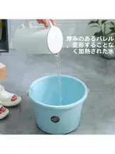 厚手の円形持ち手付きプラスチックバケツ【フタ付き・洗濯用・家庭用】（セットアップ対応）