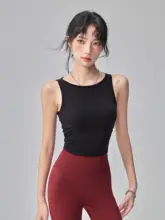 胸パッド付きスポーツタンクトップ【防震・ヨガ・ランニング・フィットネス用・ノースリーブ】