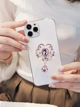 伸縮式指掛けスマホスタンド【クリスタル装飾・デスク用・折りたたみ式】