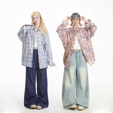 夏用防晒薄手チェック柄長袖シャツ【ゆったりシルエット・カジュアルスタイル】