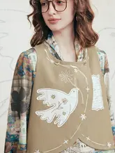 春の新作！アートスタイルの短丈ベスト【レトロデザイン・女性用・グラフィックプリント】（セットアップ対応）