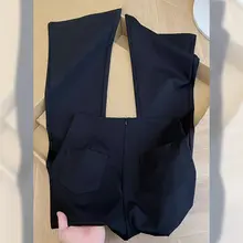 黒のワイドパンツ【高腰・ローズフラワー・シフォンコンビ・ぽわんとしたシルエット】（ セットアップ対応）