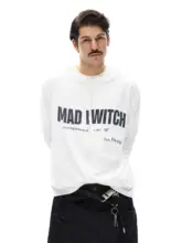 長袖Tシャツ カーディガン ユニセックス オリジナル レタリング シンプル アメリカン風 ヴィンテージ カジュアル ペア 「MADWITCH」