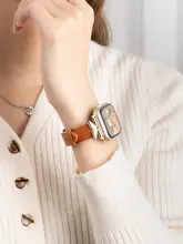 おしゃれな金属製スマートウォッチバンド【真皮風・スポーツタイプ・女性用】