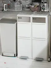 キッチン用ペダル式ゴミ箱【乾湿分離・スリムデザイン・多層収納】