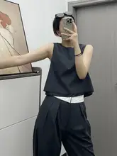 羊毛と天絲のコーディネート【ノースリーブトップス・ハイウエストワイドパンツ】（セットアップ対応）