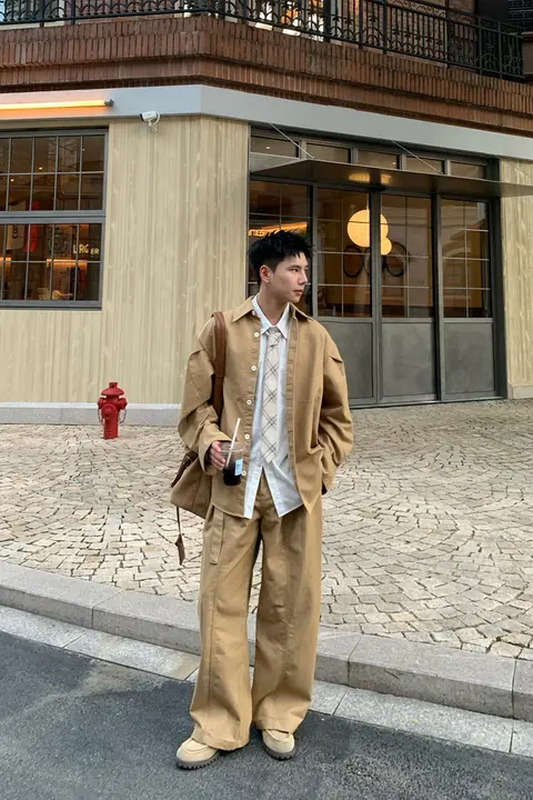 ヴィンテージ風レトロシャツ【秋用・メンズ・カジュアルスタイル】（セットアップ対応）