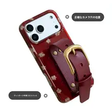 レトロ花柄デザインの牛革製スマートフォンケース【腕時計型・iPhone対応】