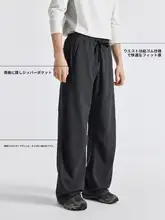 トレンドのグレー メンズ サイドタックパンツ【夏用・束口・直筒デザイン】