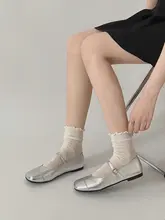 ソフトフラットバレエシューズ【シルバー・マリージェーン・女性用・ドレスに最適】