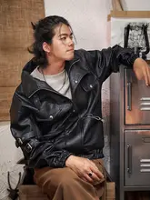 春用 本革ライダーズジャケット【メンズ・スタンドカラー・ヒップホップスタイル】