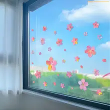 ガラス静電気シール カラフルな花の装飾シール【ベランダ・窓用・無痕・クリエイティブデザイン】
