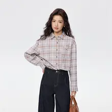 アメリカンスタイルのコットンフランネルチェックシャツ【長袖・ルーズフィット】