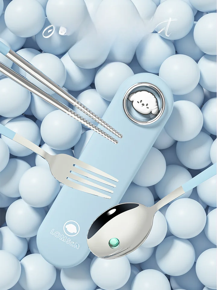 ステンレス製カトラリーセット【子供用・持ち運び便利・ランチボックス付き】