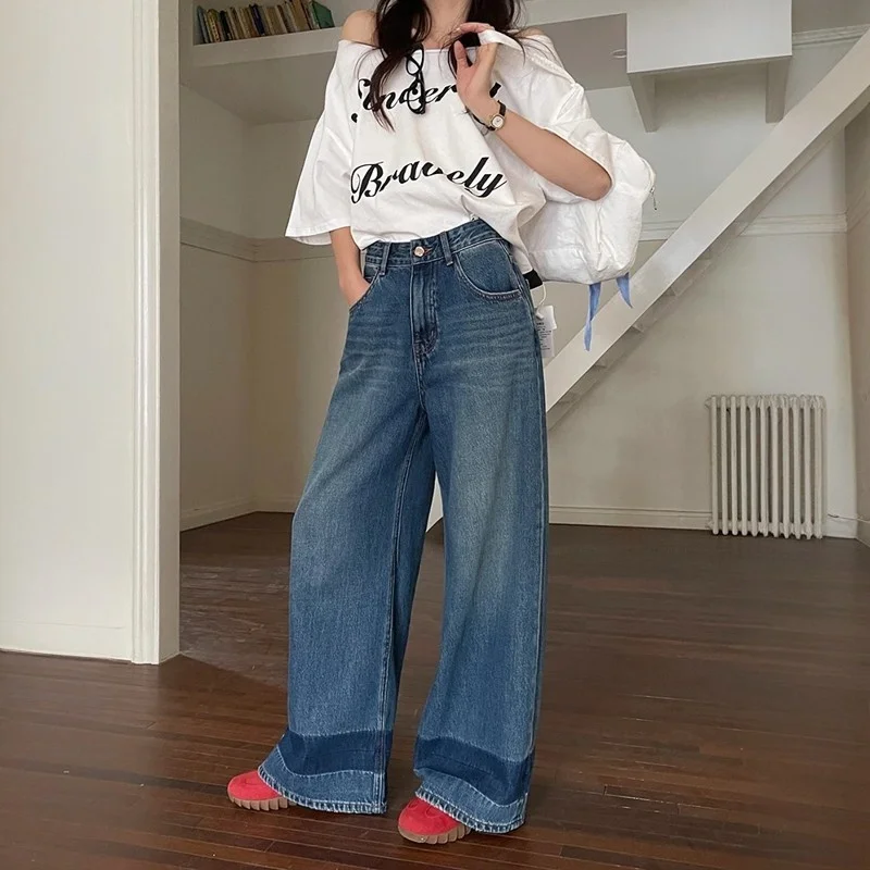 デニムシャツに合うパンツ レディース：代嘉儿の春用ワイドレッグデニムパンツが解決するスタイルの悩み