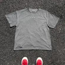 破れデザインのカジュアルTシャツ【短袖・ストリートスタイル・極上の柔らかさ】