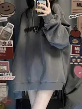 灰色ラウンドネックのオーバーサイズスウェットシャツ【春秋用・ルーズフィット・長袖】