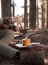 ミニ折りたたみ一体型コンロ アウトドア 超軽量ガスコンロ 携帯用 野外料理器具