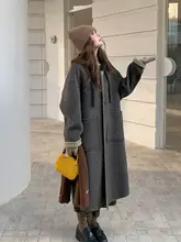 深い灰色の感漂うバイカラー仕立てのダブルフェイスコート【フード付き・女性用・秋冬向け】