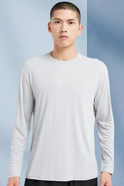 UPF50+ 吸湿速乾長袖スポーツTシャツ【メンズ・夏用・ゆったりフィット・ランニング・トレーニング】