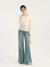 不規則なデザインのウールニットプルオーバー【春季用・韓国風・女性用】