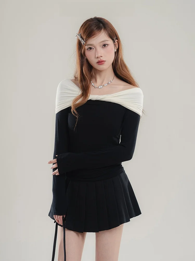 ビビッドカラーのリボン付きオフショルダー長袖Tシャツ：2026年女性向けファッショントレンドに合わせた通勤スタイルの実用性解析