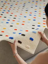 防水防汚機能付き リビング用ラグマット【クリームカラー・お手入れ簡単・子供向け・ベッドサイド用】