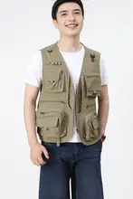 メンズミリタリー風ベスト【ロゴ入り・アウトドア・釣り用・ルーズフィット】