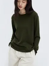 高密度15.5μmゴールドウール使用 丸首Tシャツ【洗濯機対応・毛玉防止・リバーシブル】