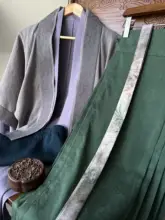 雀青色の巻草花柄チュニック【一重・透け感なし・日常用・漢服】
