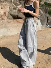 195大喜 レディース レトロスタイル ワイドレッグカーゴパンツ【ハイウエスト・フィット・ストレート】