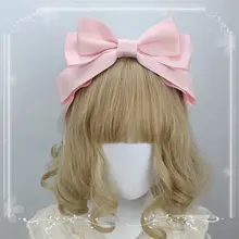 多色マットコットンサテンリボン蝶結びヘアバンド【ロリータ風・大きなリボン付き】