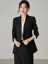 春夏用 ビジネススタイルの黒いワンピーススーツ【ジャケット・膝丈スカート】【通勤・面接に最適】（セットアップ対応）