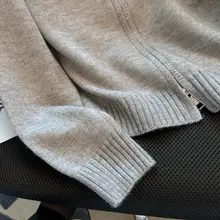 小熊刺繍入りニットカーディガン【ダブルジッパー・ソフトタッチ・レディース】