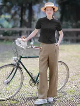 新中式刺繍デザインの黒い女性用半袖シャツ【夏用・シルエットを引き立てる】