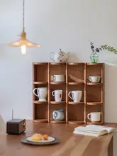 実木製 カップラック【オープンデザイン・壁掛け・コーヒーコーナー収納用】