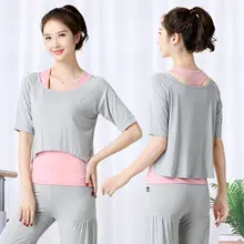 モダール素材の中袖ヨガトップス【ファッションデザイン・スポーツ・ダンス用】（セットアップ対応）