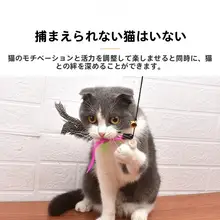 羽毛製 ペット用猫おもちゃ【ダンスタイプ・大きな鳥付き・遊び用】