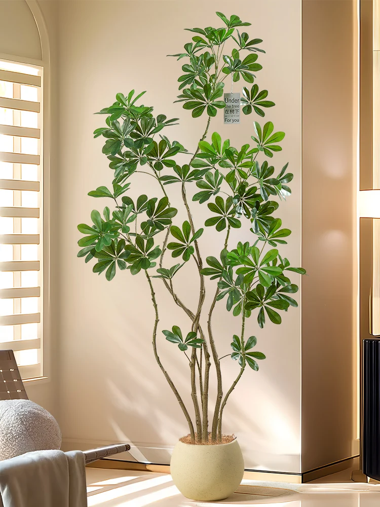 フェイクツリー リビングに最適 装飾用 セラミック グリーン植物スタイル 175cm ベージュボール洗面器付き