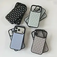 向日葵デザインのポルカドットスマホケース【適用：Apple・iPhone用・耐衝撃・シンプルデザイン】