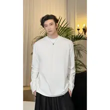 長袖Tシャツ 日常使用に適した 無地 ゆったりとした 肌触りが良い 柔らかい