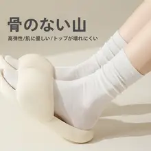 秋冬用 中筒純綿ソックス【無縫い・毛玉防止・プレーンカラー・妊婦用】