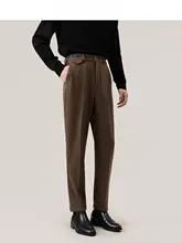ウールスーツパンツ 男性 ビジネスカジュアル テーパード フィット 9分丈パンツ