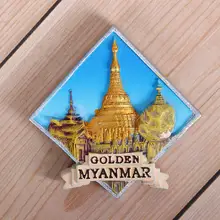 ビルマ製立体フラットマグネット【大仏デザイン・旅行記念品】