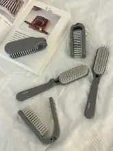 可愛いミニ折りたたみヘアブラシ【旅行用・柔らかい歯・直毛と巻毛対応】