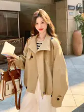 カキ色のファッション風トレンチコート【秋用・小柄対応・通勤仕様】