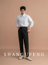 SHANGUFENG メンズ高腰ストレートビジネスカジュアルパンツ【しわになりにくい・洒落たデザイン】