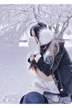 仿狐狸毛保暖防風耳罩【白色・少女用】